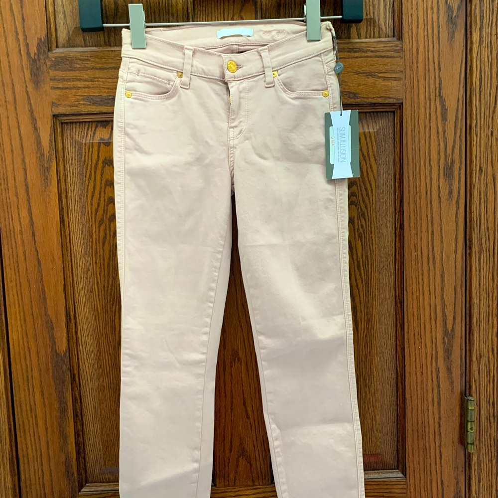 7 For All Mankind Baby Pink Skinny Jeans